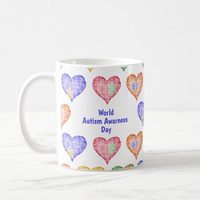 Mug Hand Drawn Watercolor World Autism Awareness Day (Gauche)