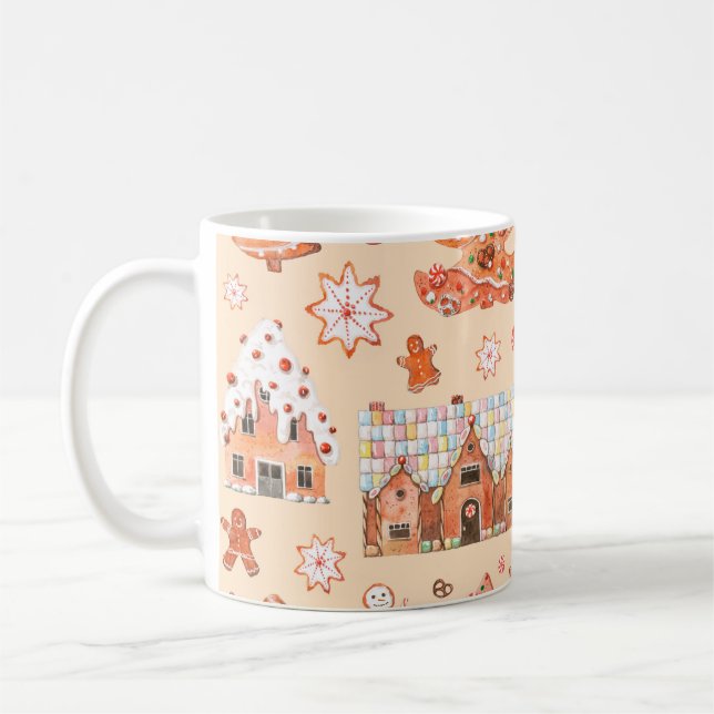 Mug Hand drawn watercolour seamless pattern of gingerb (Gauche)