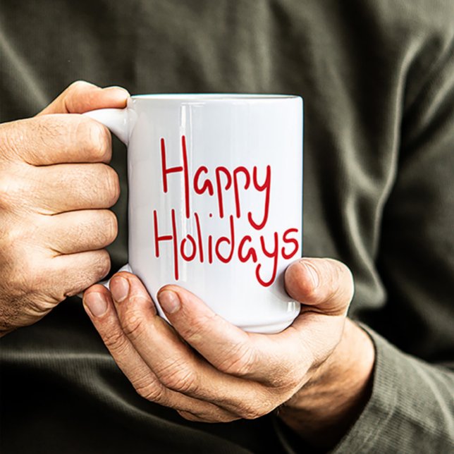 Mug Hand-lettered script red Happy Holidays (Créateur téléchargé)