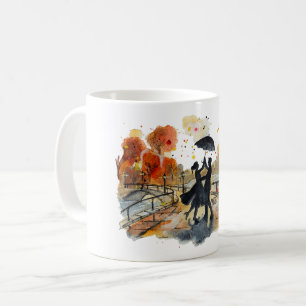 Mug Hand Painted Autumn City Couple Silhouette Art
