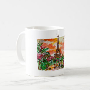 Mug Hand Painted Eiffel Tower Paris Watercolor Art