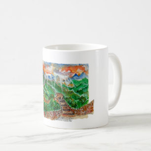 Mug Hand Painted Great Wall of China Watercolor Art