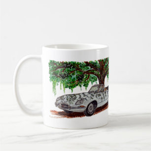 Mug Hand Painted Jaguar E-Type Convertible Watercolor 