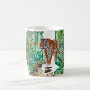 Mug Hand Painted Majestic Tiger Jungle Watercolor Art