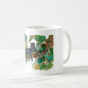 Mug Hand Painted Panther Jungle Watercolor Art