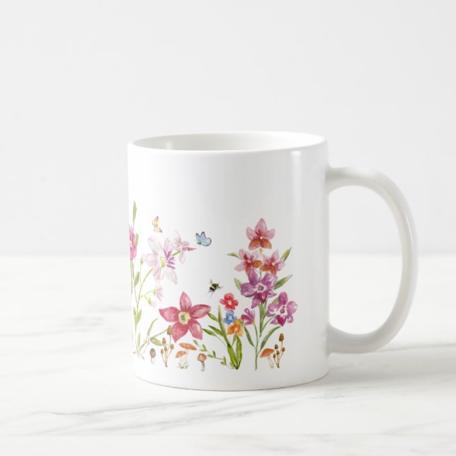Mug Hand Painted Watercolor Botanical Art (Droite)