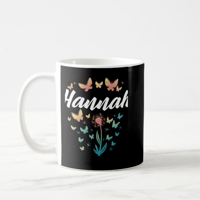 Mug Hannah Anniversaire Soeur Papillon Dandelion Nom L (Gauche)