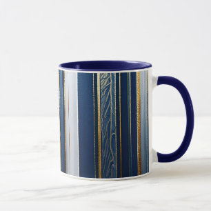 Mug Hanoukka Blues Stripes Bleu Blanc Or