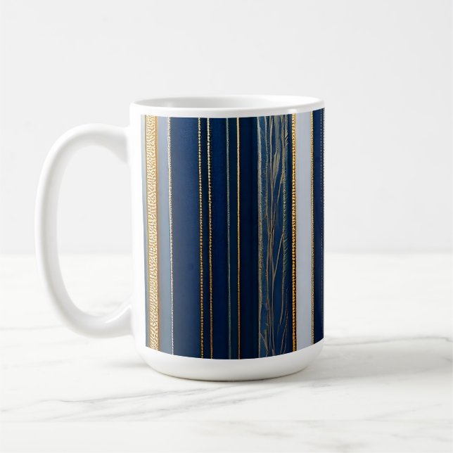 Mug Hanoukka Blues Stripes Bleu Blanc Or (Gauche)