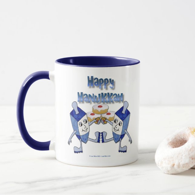 Mug Hanoukka Dancing Dreidels et Jelly Doughnut (Avec donut)