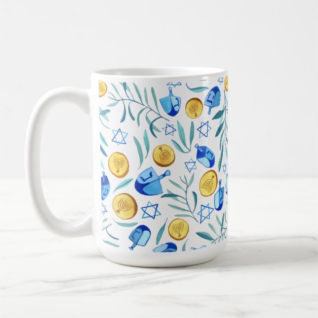 Mug Hanoukka Dreidel Motif de vacances juives (Gauche)