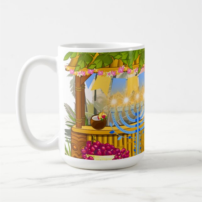Mug Hanoukka personnalisée - Thème Plage Tiki Bar (Gauche)