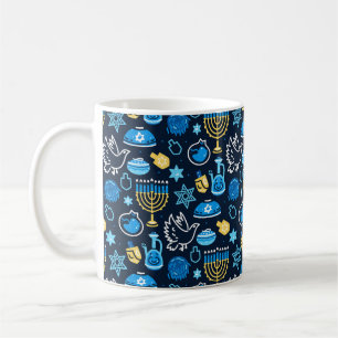 Mug Hanoukka Symboles Motif bleu