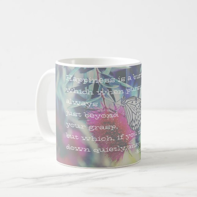 Mug Happiness is a Butterfly - Inspiring Quote (Devant gauche)
