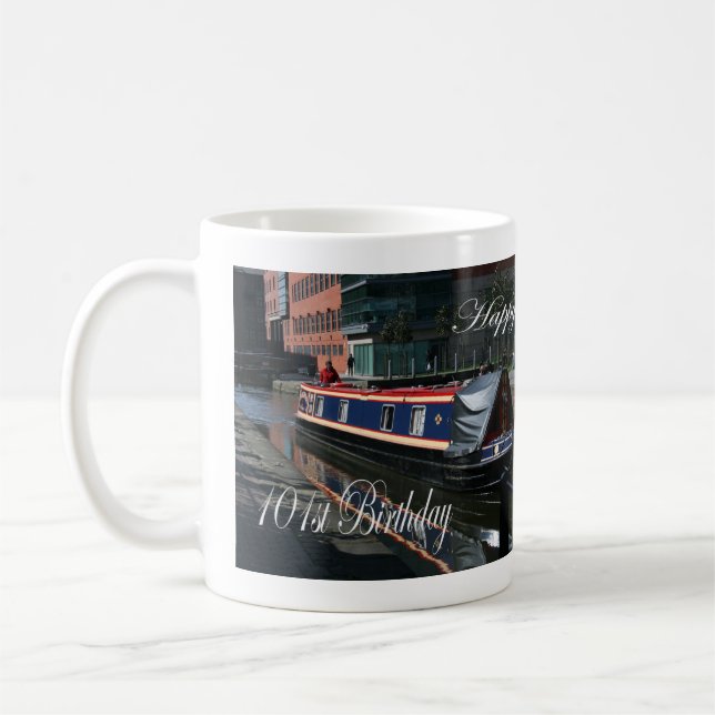 Mug Happy 101st Birthday canal boat (Gauche)
