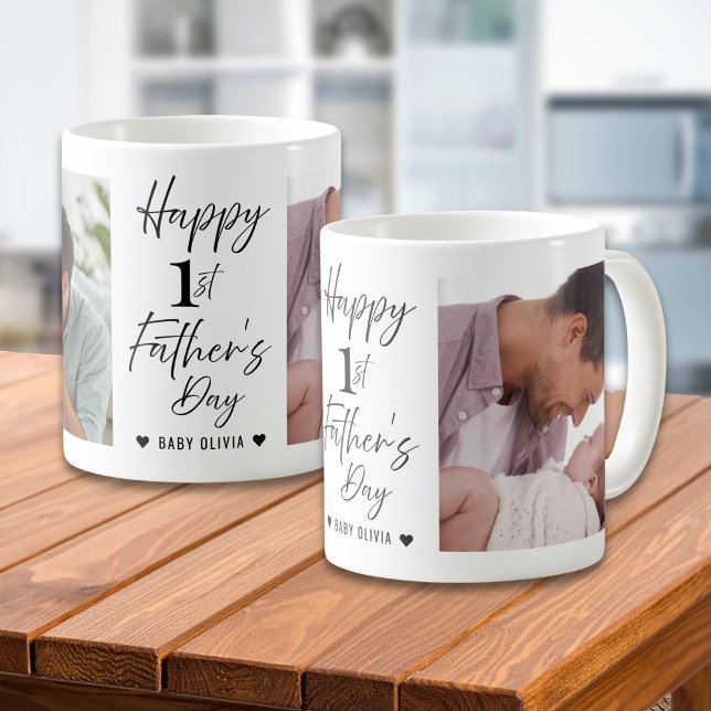 Mug  Happy 1st Father's Day Daddy Personalized 2 Photo (Créateur téléchargé)