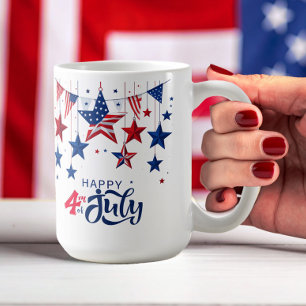 Mug Happy 4 juillet Hanging Stars ID1103