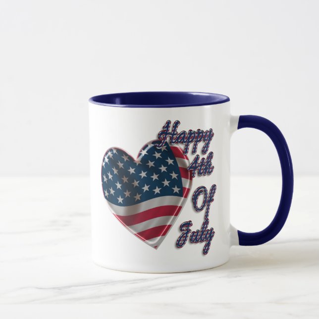Mug Happy 4 juillet USA Flag Heart (Droite)