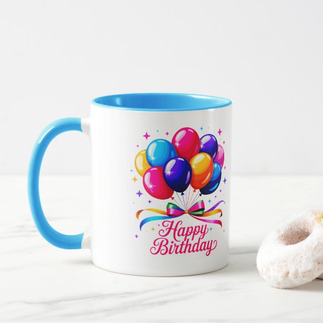 Mug Happy Birthday Balloon (Avec donut)
