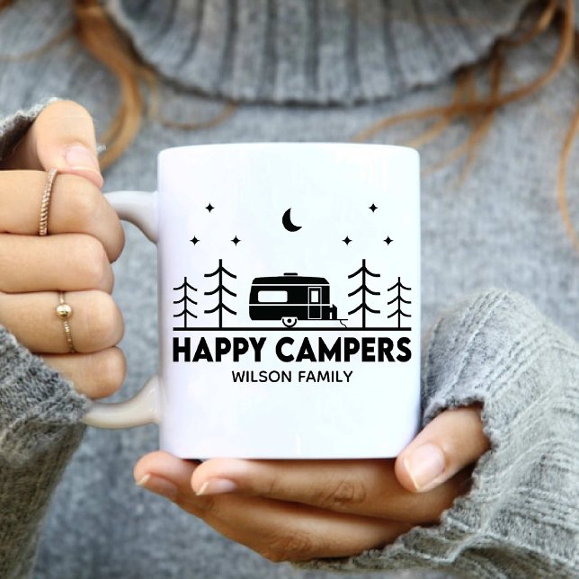Mug Happy Campers famille Nom minimaliste tendance (Happy Campers family Name minimalist Trendy Coffee Mug)