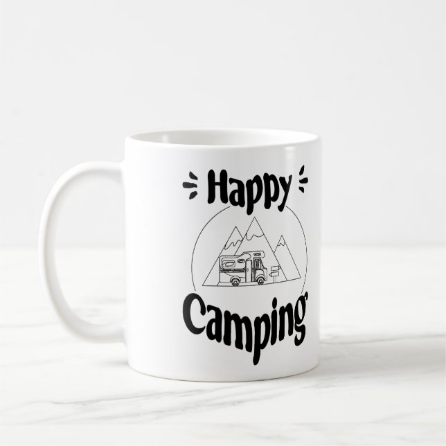 Mug Happy Camping - Joyeux design graphique (Gauche)