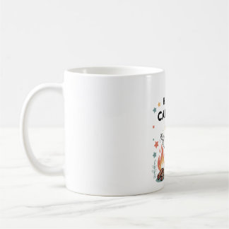 Mug Happy Camping Raccoon, Cartoon de feu de camp mign