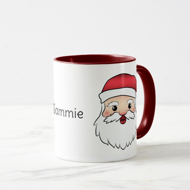 Mug Happy Cartoon Santa Claus Tête Avec Nom Personnali (Devant droit)