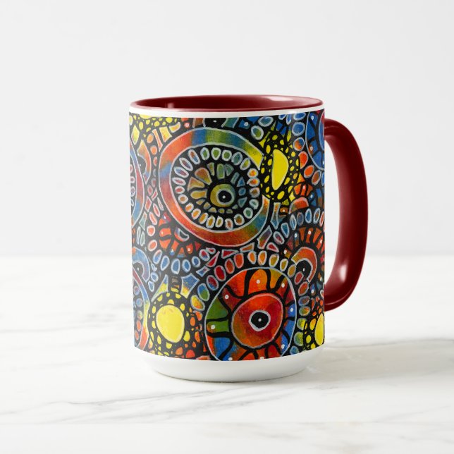 Mug Happy Coffee Acrylique Main Peinte Rustique Modern (Devant droit)