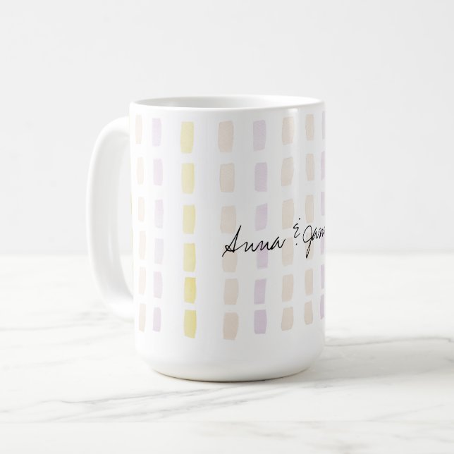 Mug Happy Couple Motif d'aquarelle géométrique (Devant gauche)