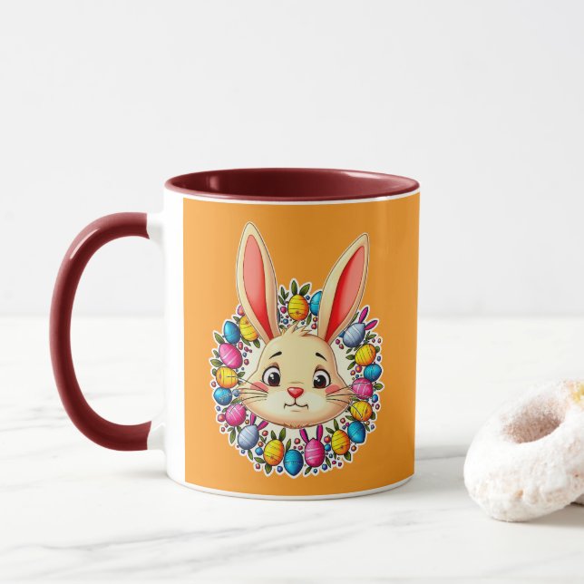Mug Happy Easter Bunny – Colorful Spring Art caneca (Avec donut)
