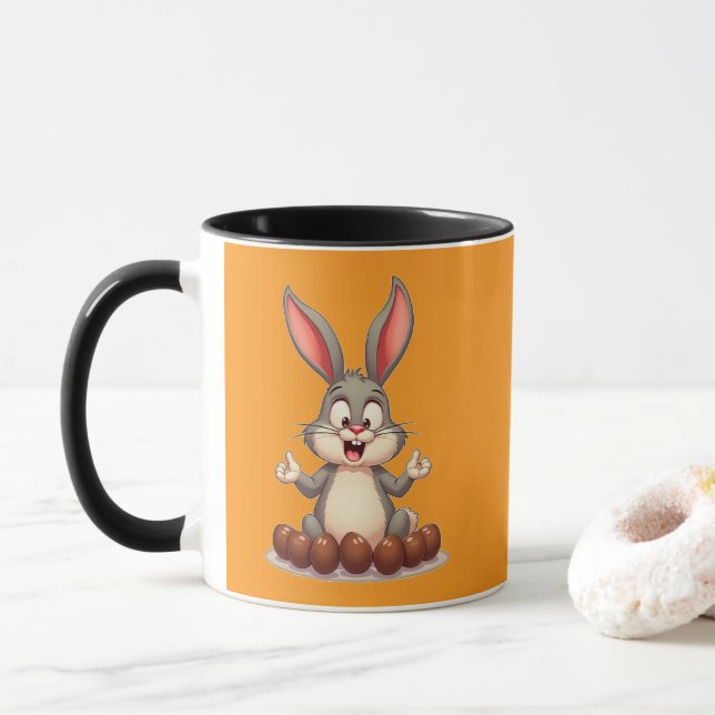 Mug Happy Easter Bunny – Cute Rabbit with caneca (Avec donut)