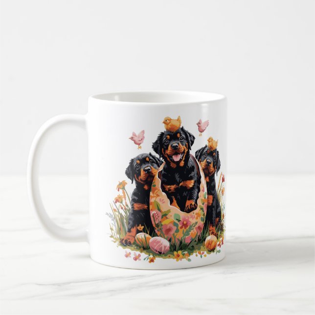 Mug Happy Easter Rottweiler Dogs (Gauche)