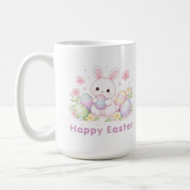 Mug Happy Easter Spring Design - Cute Easter Bunny  (Gauche)