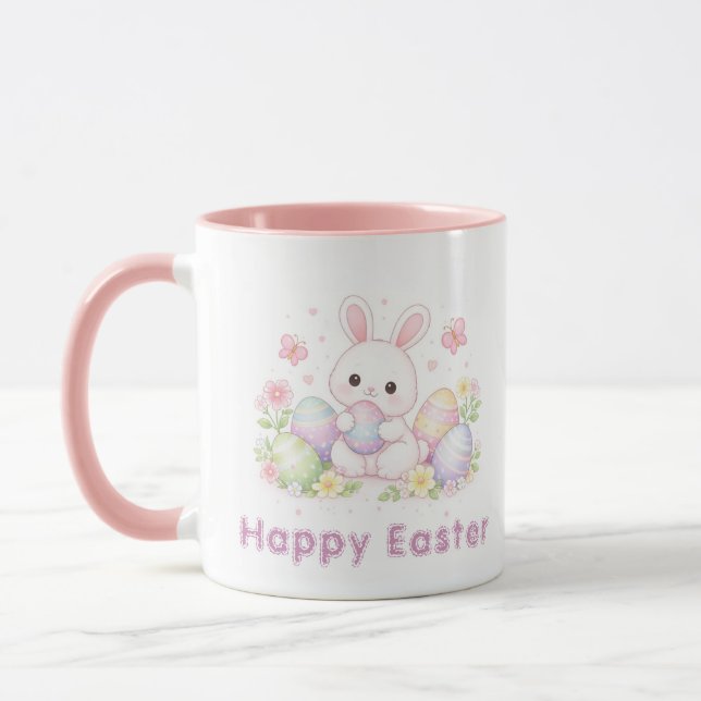 Mug Happy Easter Spring Design - Cute Easter Bunny (Gauche)