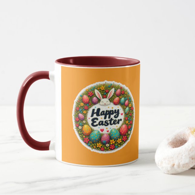 Mug Happy Easter – Spring Floral Circle caneca (Avec donut)