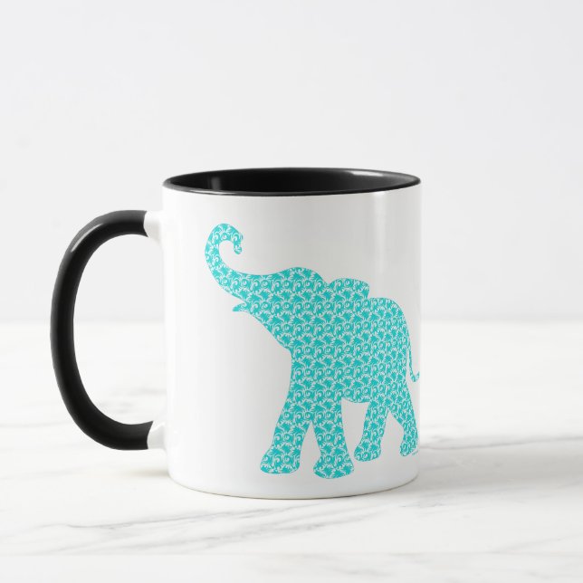 Mug Happy Elephant-Art Motif vert moderne (Gauche)