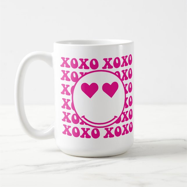 Mug Happy Face, xoxo, valentine, custom mug, cup (Gauche)