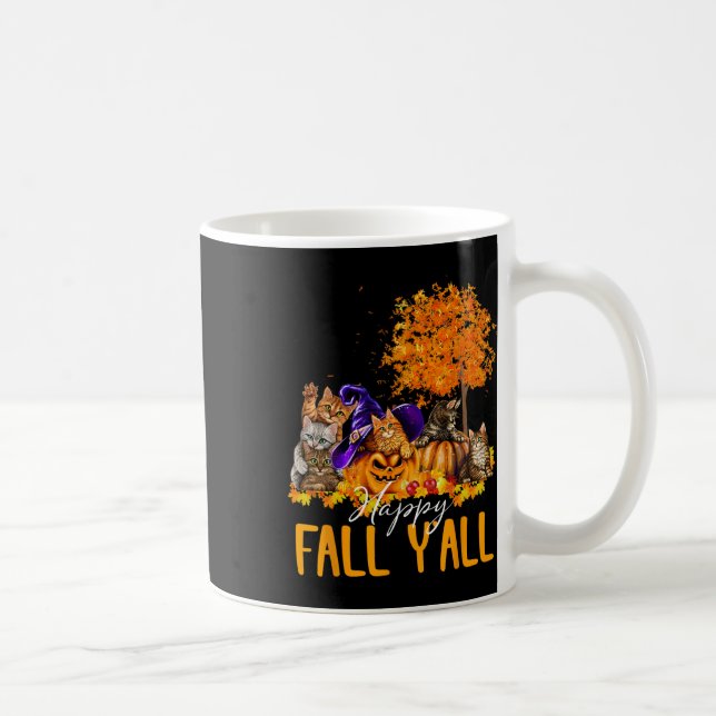 Mug Happy Fall Y'all Cats Lover Automne Citrouille Map (Droite)