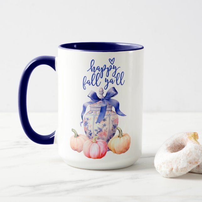 Mug Happy Fall Y'all Citrouille | Chinoiserie Ginger J (Avec donut)