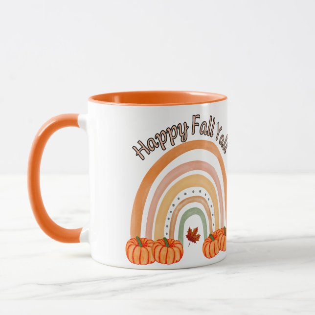 Mug Happy Fall Y'all : Citrouille et Feuille cosy d'au (Gauche)