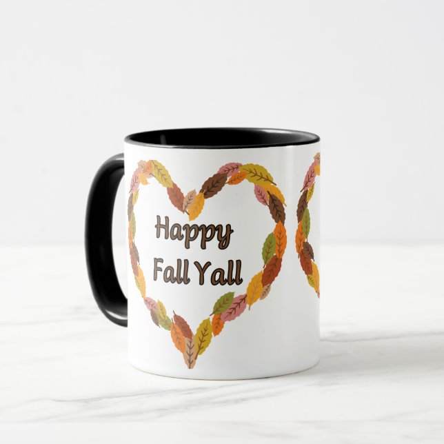 Mug Happy Fall Y'all : Citrouille et Feuille cosy d'au (Devant gauche)