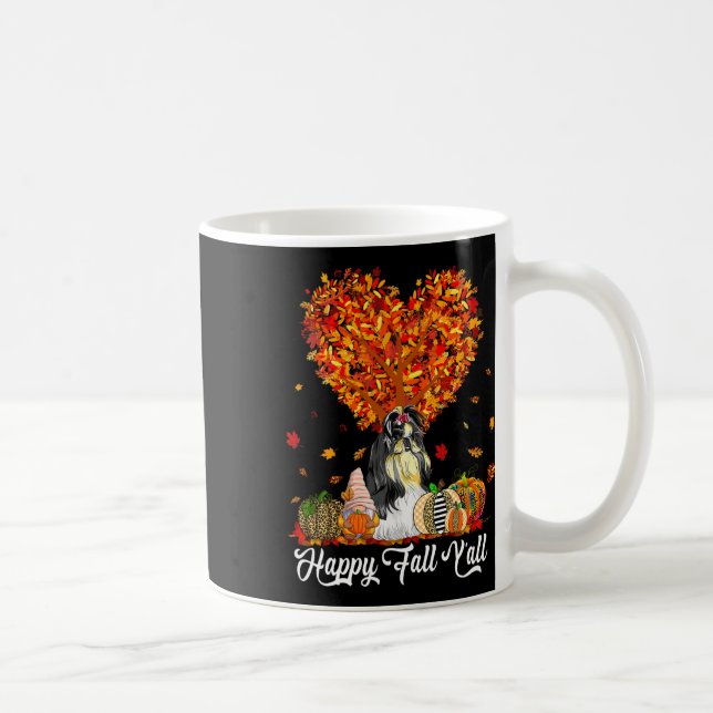 Mug Happy Fall Y'all Funny Shih Tzu Citrouilles d'auto (Droite)