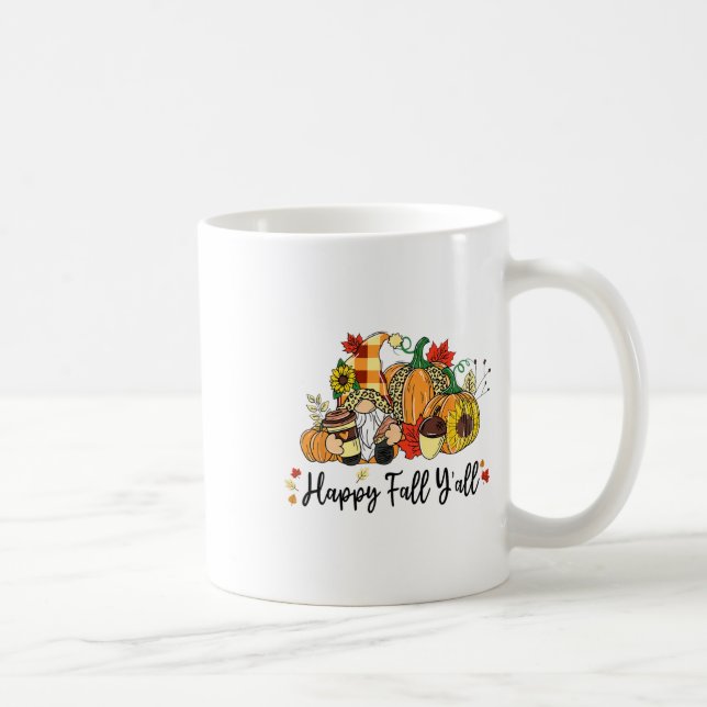 Mug Happy Fall Y'all Gnome Leopard Citrouille Automne  (Droite)