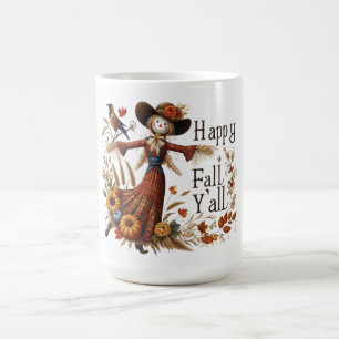 Mug Happy Fall Yall mignon Scarecrow et Autumn Foliing