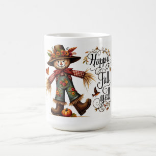 Mug Happy Fall Yall mignon Scarecrow et Autumn Foliing