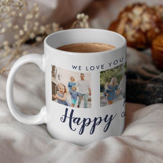 Mug Happy Fête des pères 4 Photo Custom Navy Message