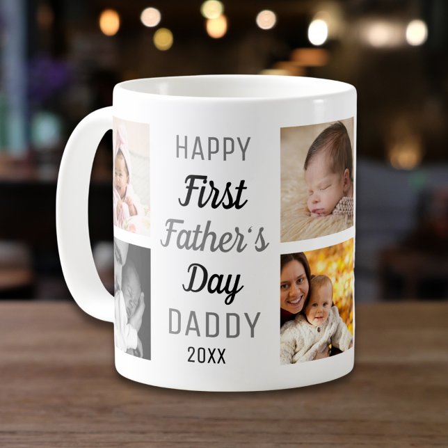 Mug Happy First Father's Day Daddy 8 Photo Collage   (Créateur téléchargé)