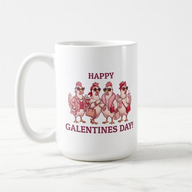 Mug Happy Galentines Day Chicken Squad Funny Glam Hens (Gauche)