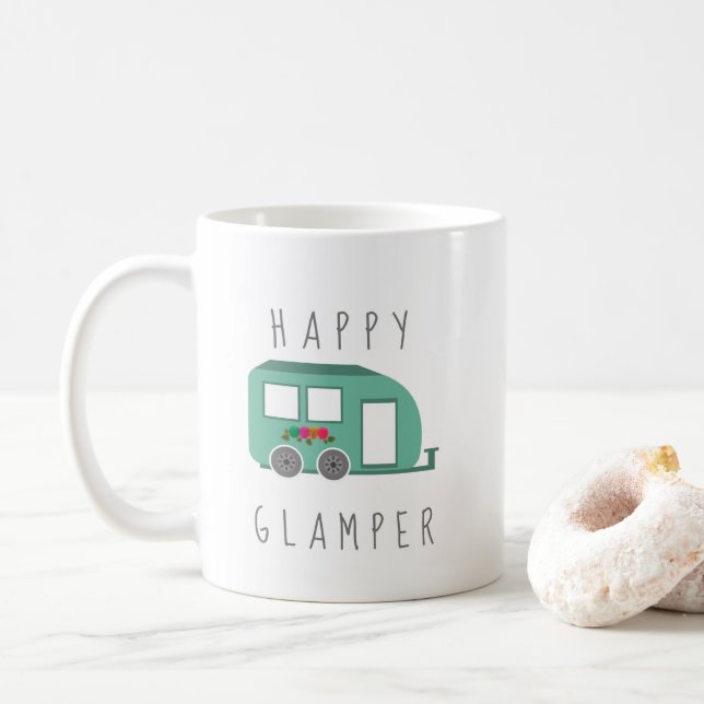 Mug Happy Glamper RV Women's Camping (Avec donut)