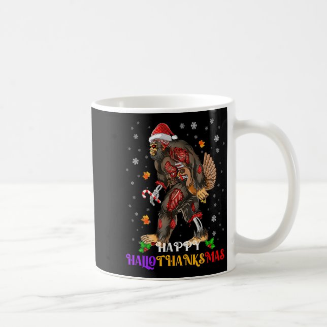 Mug Happy Hallothanksmas Bigfoot Halloween Thanksgivin (Droite)